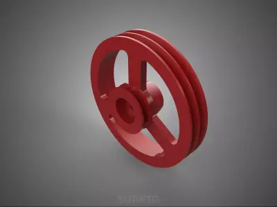 2 STEP STEPPED PULLEY DUAL TWO DOUBLE GROOVE TRACK SHEAVE BELT 3D model