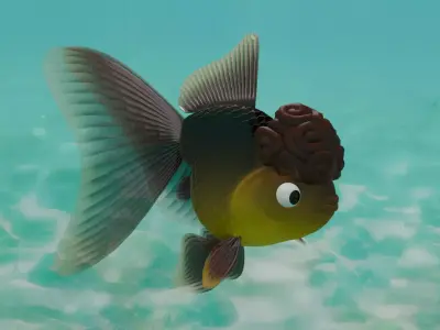 Lion head Goldfish Lowpoly 3D model Low-poly 3D model