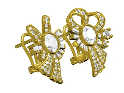 Antique Bow Style Art Deco Earring 3D print model