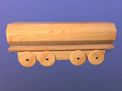 Wooden Toy Train - Tank Wagon Low-poly 3D model
