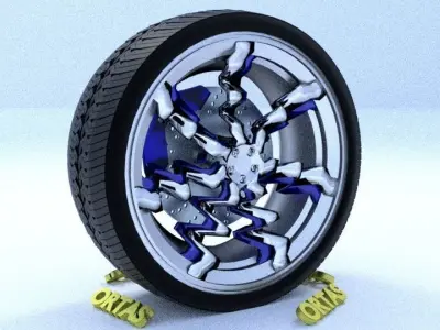 ORTAS CAR RIM 30 GAME READY RIM TIRE AND DISC 3D model