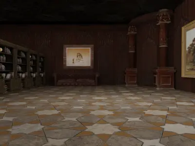 Medieval Library Model Realistic Low-poly 3D model