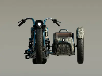 Motorcycle with sidecar 3D model