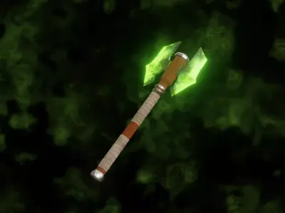 Double Bit Poison Axe - Elemental Battle Axe - Model 01 Low-poly 3D model