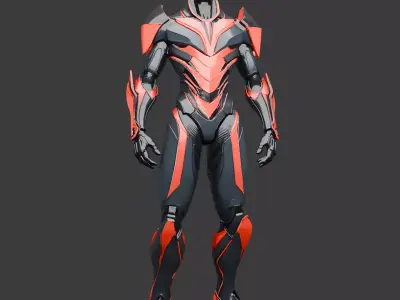 Futuristic Battle Exosuit Low-poly 3D model