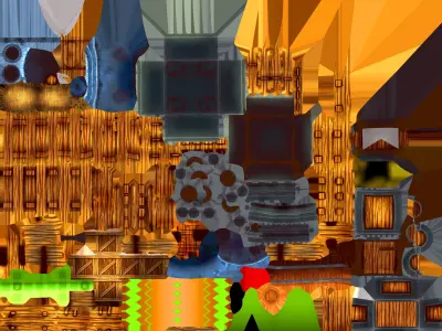 Detail wooden items Low-poly 3D model