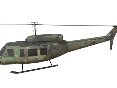 Military Helicopter Bell UH-1 Iroquois - Low-poly 3D model