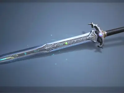 Stylish Fantasy Sword 3D Model PBR Textured  Game-Ready Weapon 3D model