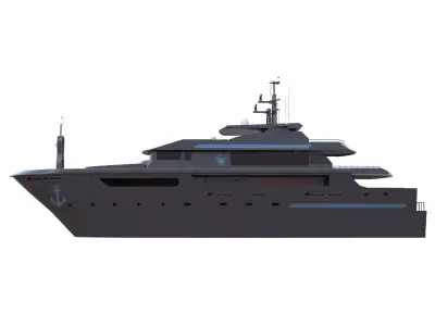 Luxury Black Yacht Pirate High Quality PBR All Quads Low-poly 3D model