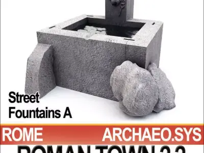 Roman Town Street Fountains A 2 2 Low Poly Pompeii type 3D model