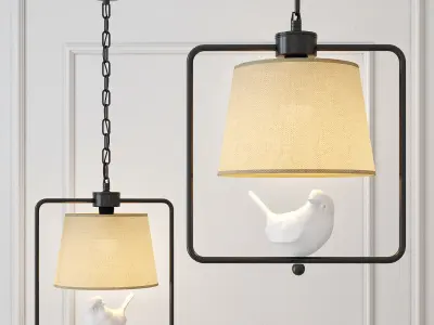 Suspended lamp provence bird pendant rectangle 3D model