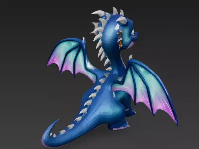 Cartoon Blue Dragon 3D Model Low-poly 3D model