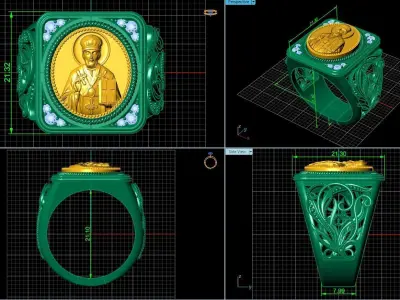 men signet ring Nikolai the Wonderworker 1354 3D print model