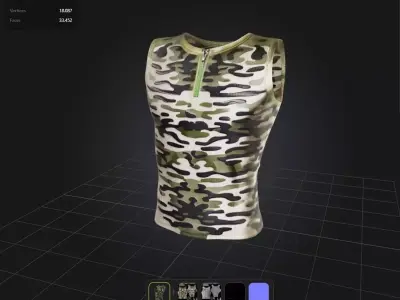 Male camo Military Top game ready UE5 Low-poly 3D model
