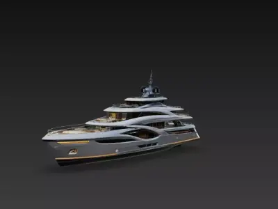 Ultra Luxury Mega Yacht 3D Model Modern Multi Deck Super Yacht 3D print model