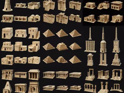 GREATEST ANCIENT EGYPT DESERT ARAB CITY AAA BUILDER COLLECTION 3D Model Pack