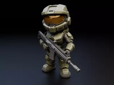 Classic Master Chief Chibi Statue - Spartan-117 Gaming Figure 3D print model