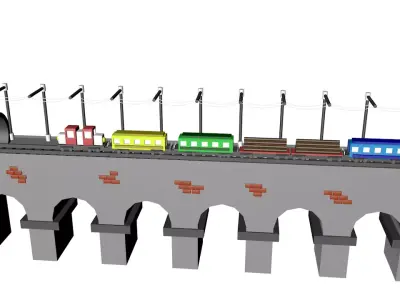 Bridge and wagon 3D model