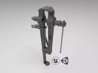 Medieval Leg Vise Low-poly 3D model
