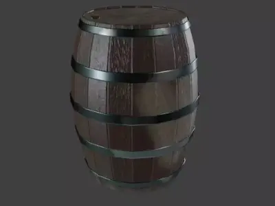 Low poly pbr wooden barrel  Free low-poly 3D model