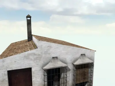Old High-Quality 3D Colonial House Low-poly 3D model 2