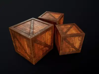 Wood box Mobile PBR Low-poly 3D model
