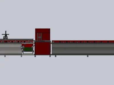 Servo type wood sizing machine 3D model