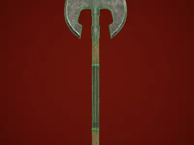 Two-handed axe Low-poly 3D model