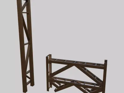 Hanger Side Beams and Pillars Low-poly 3D model