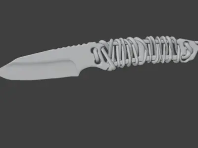 Knife with Rope Grip 3D Model 3D model
