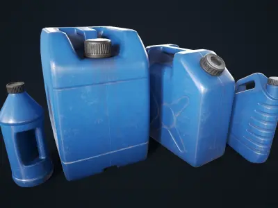  Plastic canisters Low-poly 3D model
