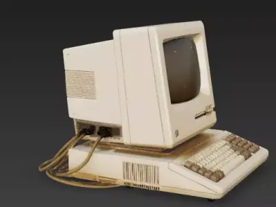 Retro 1980s Personal Computer Terminal 3D Model Low-poly 3D model