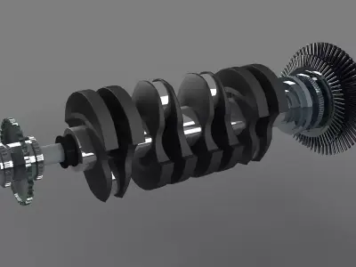 crankshaft crank piston engine v8 shaft cylinder car part 3D model