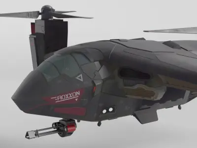 Sci-Fi Helicopter Model RIGGED 3D model