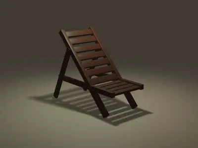 Wooden Lounge Chair Low-poly 3D model purchase