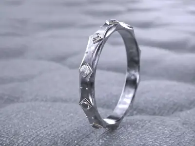 Jewelry ring pave style diamond men industrial 3D print model