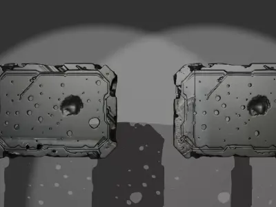 Panel01 Damaged Metal Panel Bullet And Laser Holes LOD Low-poly 3D model