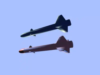 Missiles two jets flying in sky 3D model