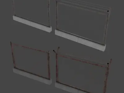 Barbed Wire Fence Low-poly 3D model