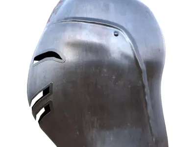 Medieval Templar Knight Helmet Low Poly PBR 3D Model Low-poly 3D model