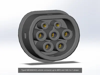 Type2 MENNEKES all configurations that are induced in IEC 62196 3D Model Pack