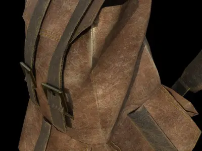 Bag leather military Low-poly 3D model