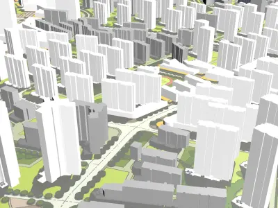 Urban highrise building building ancillary building commercial 3D model 12