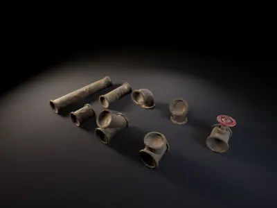 Modular Pipe System Low-poly 3D model
