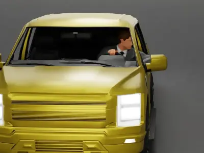 businessman sitting in car holding steering wheel leaning arm 3D print model