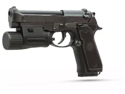 Realistic 9mm Baretta 3D Model with Rigging Magazine and Bullets Low-poly 3D model