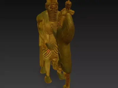 Ancient Persian Warrior and Lion - Mesopotamian Relief Sculpture 3D print model