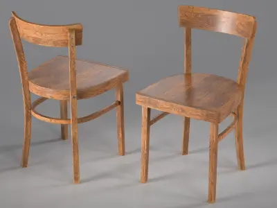Wooden Chair Low-poly 3D model 14