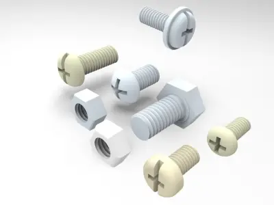 Bolt and nut Free 3D model purchase