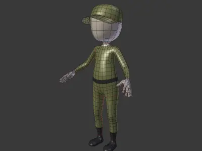 Cartoon Soldier - Stickman Low-poly 3D model